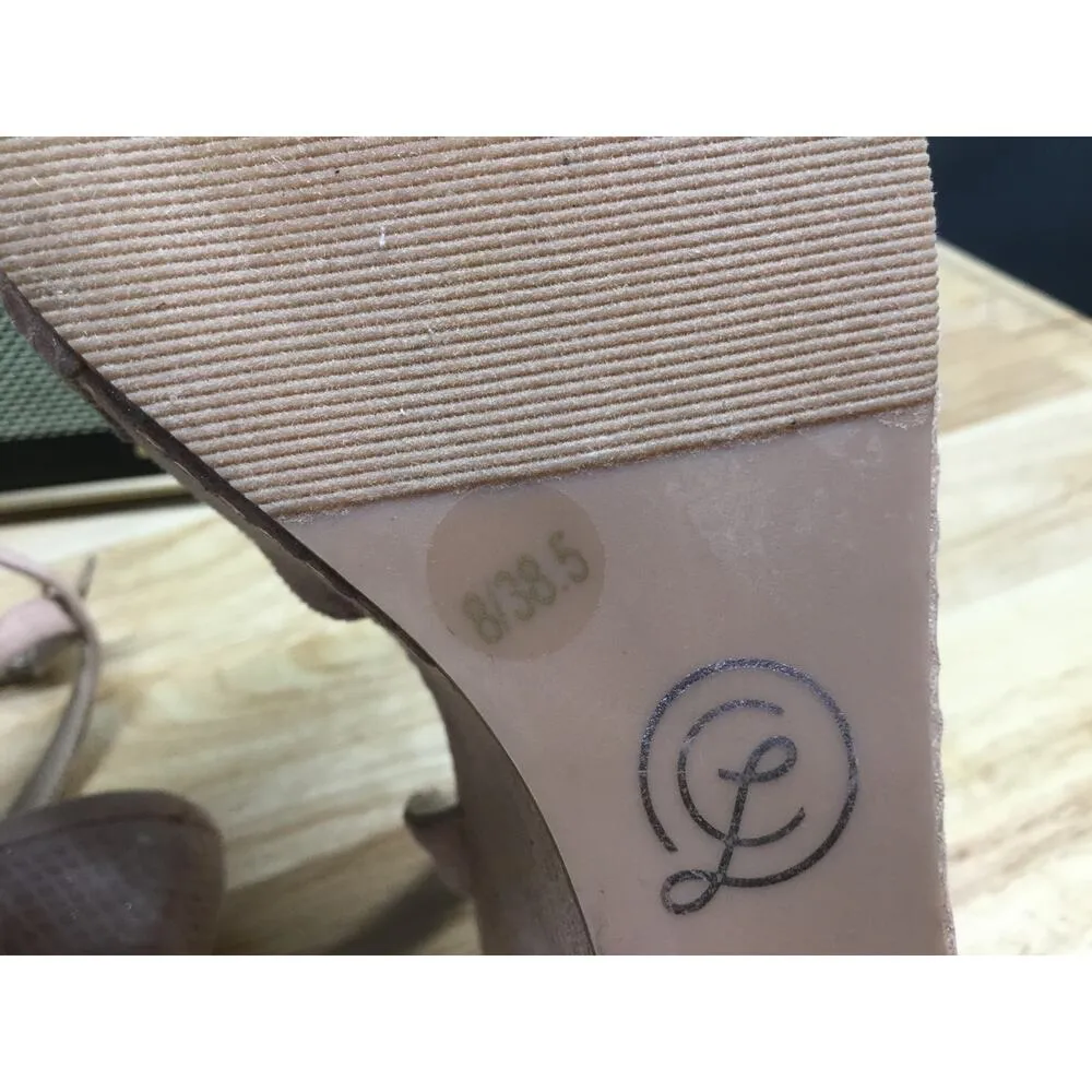 Chinese Laundry  Women 8 Pink Synthetic Buckle Ankle Strap Peep Toe Wedge Sandal - Image 8