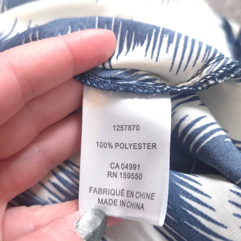 Maison d'Amelie Navy and Cream Blouse Blue Size M - Image 9