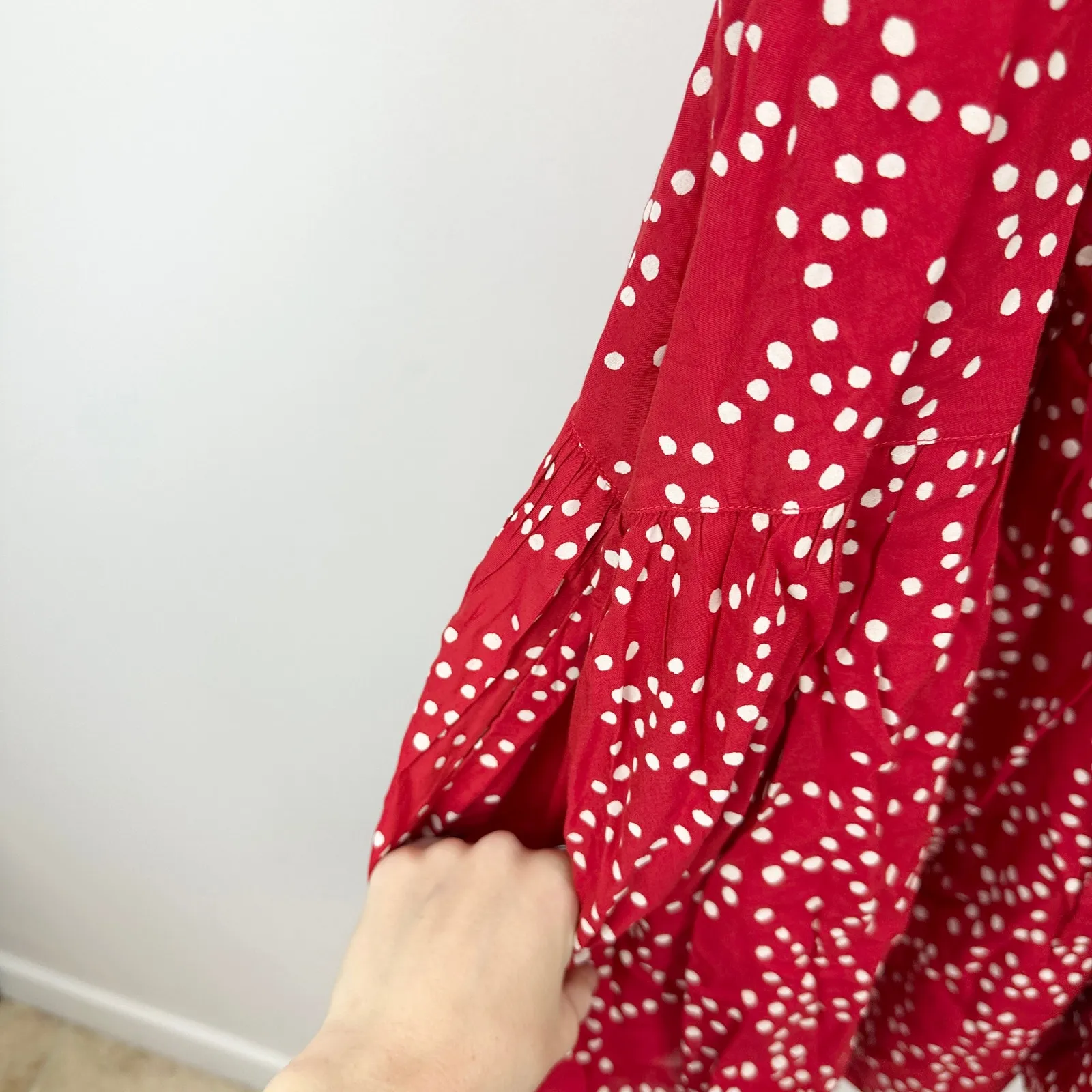 Madewell Drop Waist Mini Dress Polka Dot Trapeze Relaxed Festival Red XXL NWT - Image 10