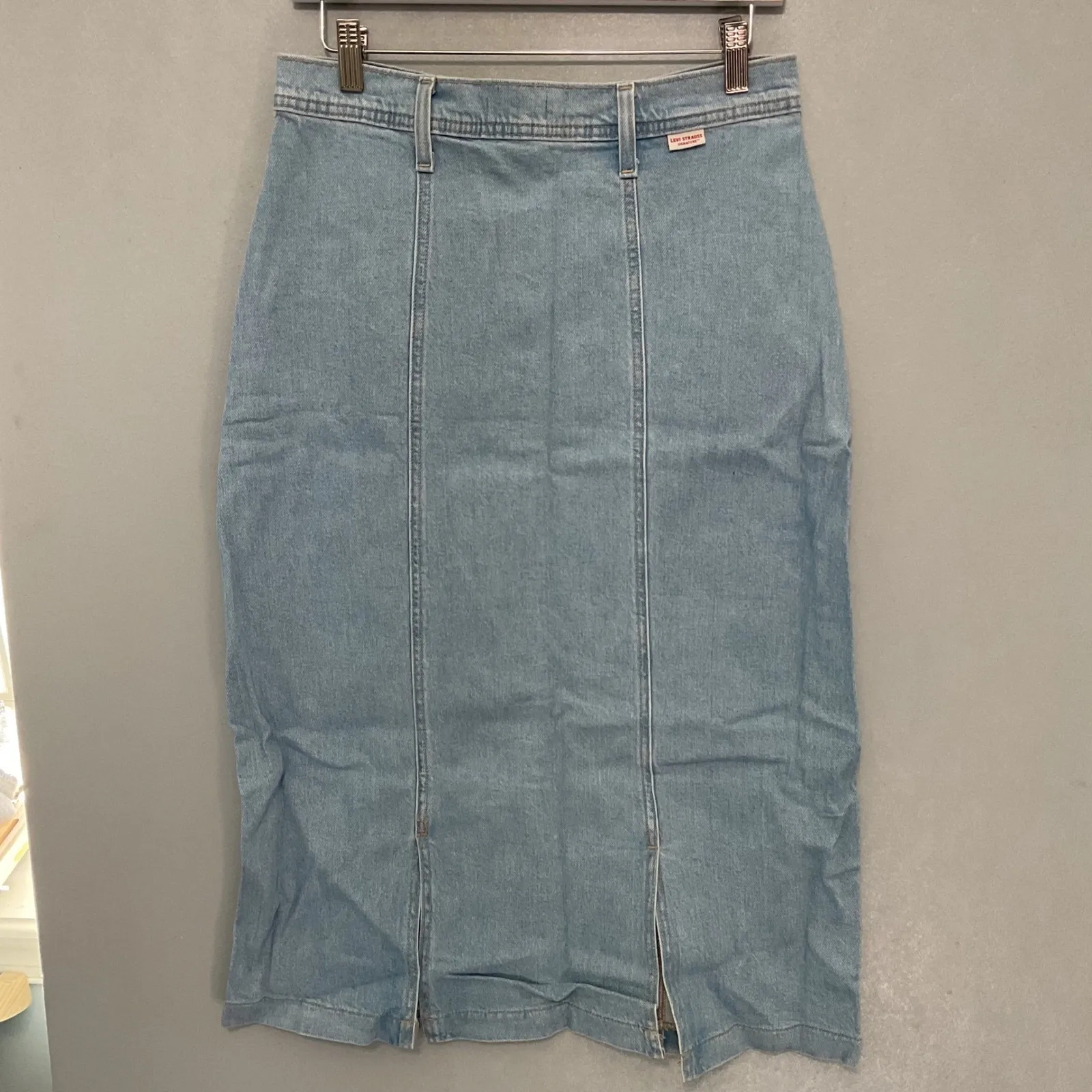 NWT Levi Strauss Signature Womens M Mid Rise Denim Skirt Vintage 95 Seamed Blue Size M - Image 3