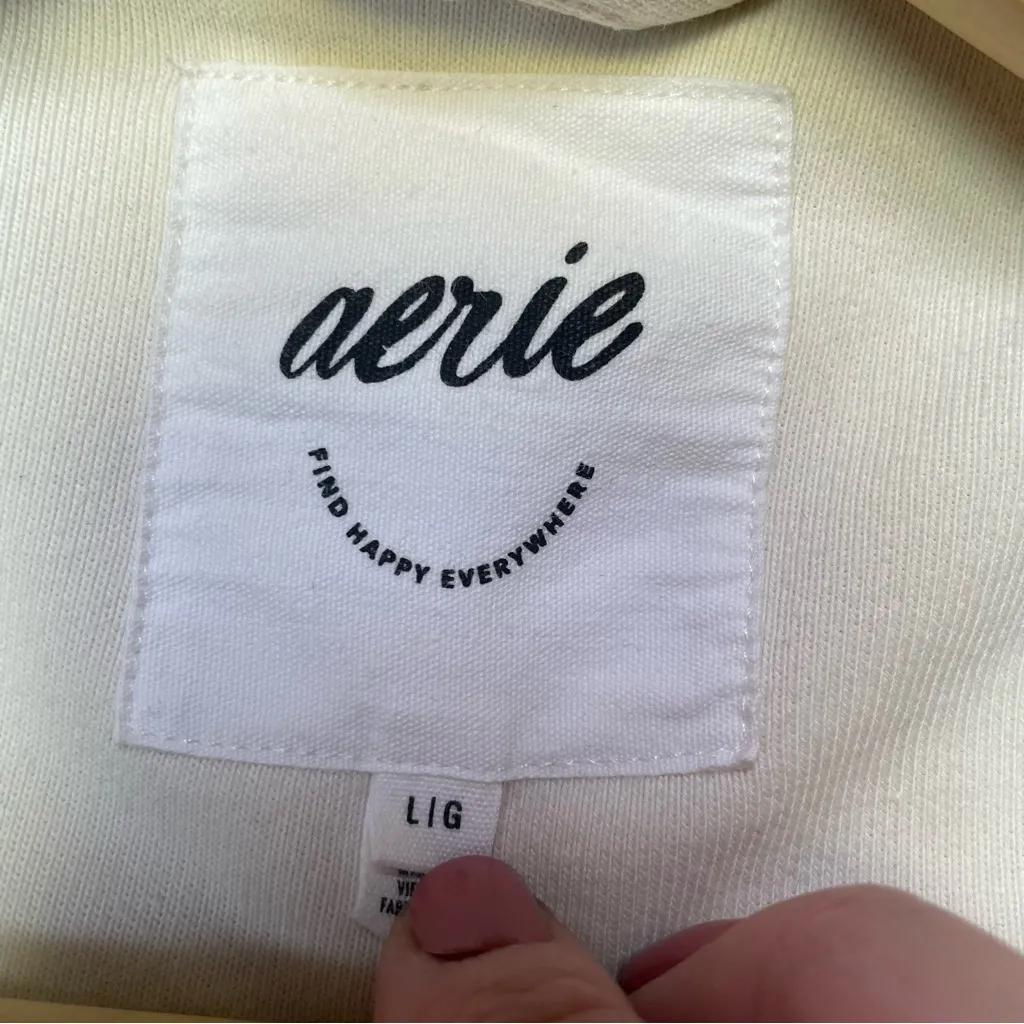 Aerie Fleece Cropped Shacket Vanilla Ivory Women’s Large Oversized Snap Button - Image 2