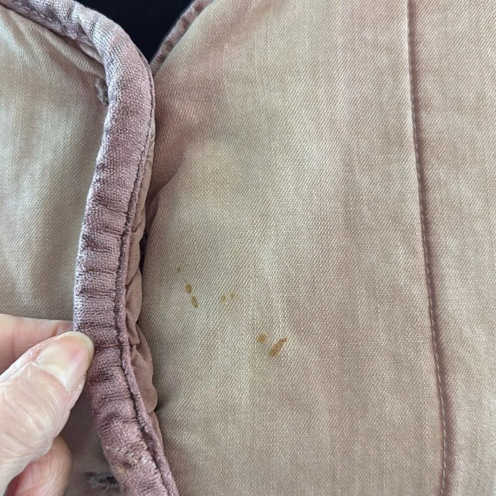 Free People Mixed Signals Dusty Washed Pink Quilted Button Up Bomber Jacket - Image 3