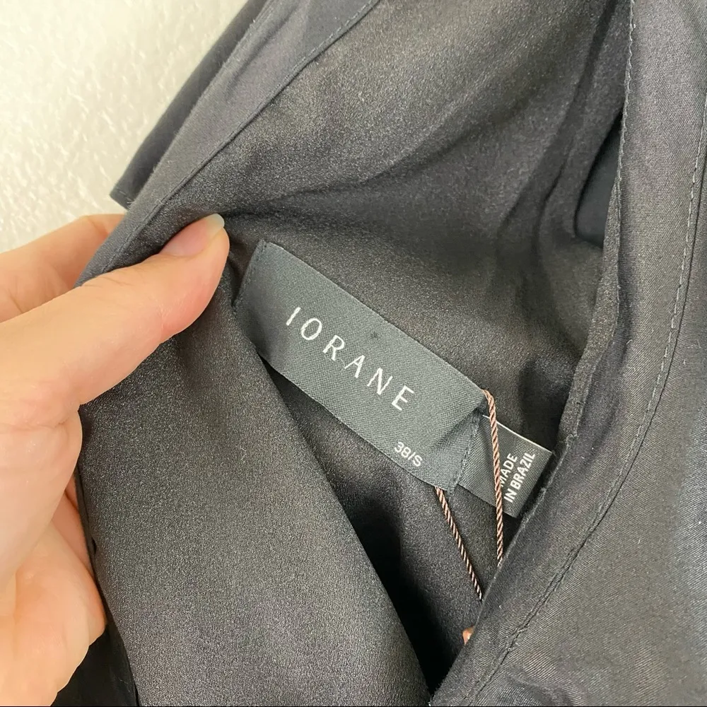 IORANE Ruffled Cotton Plunge Bodysuit Black S - Image 2