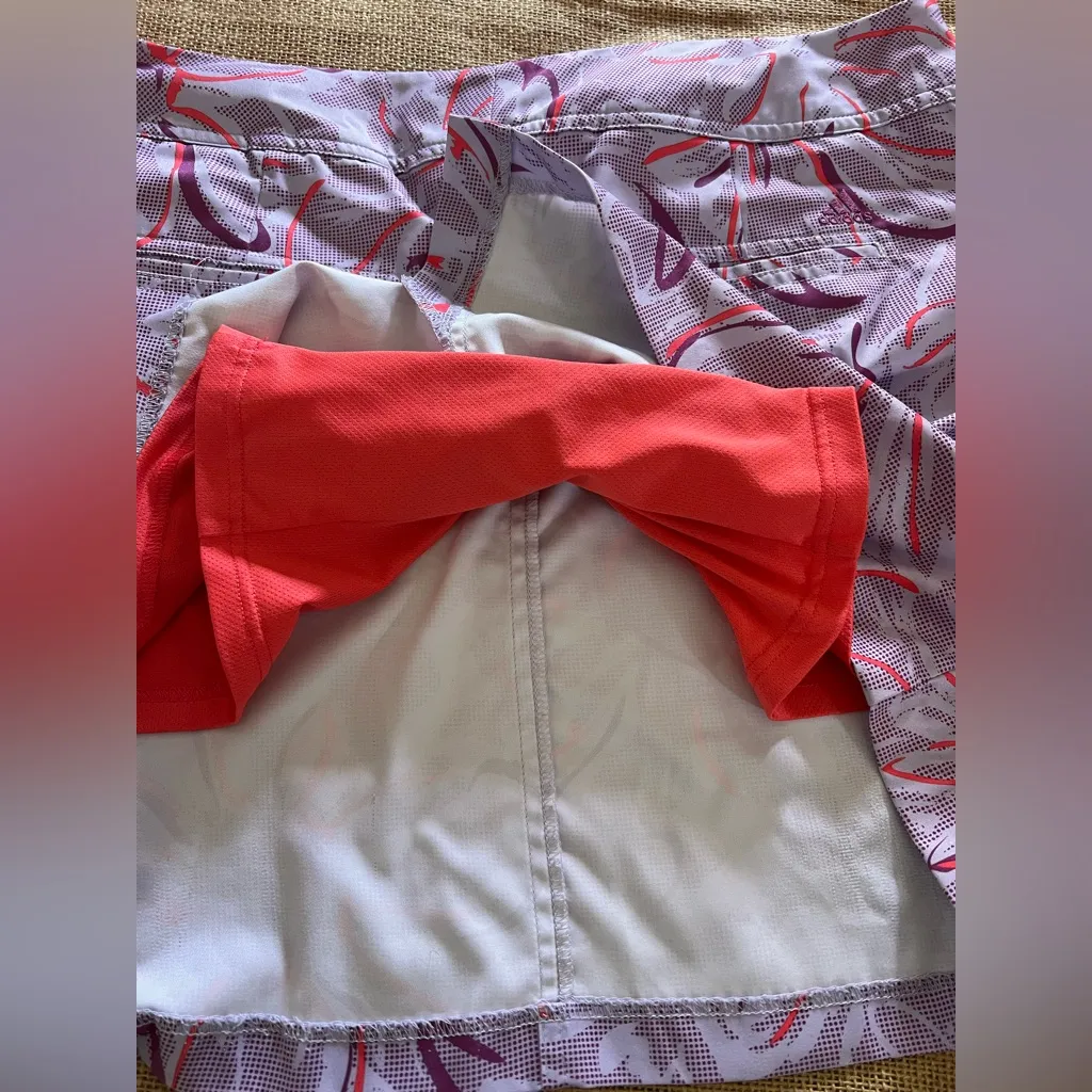 Adidas Coral Purple Activewear Skort floral pockets Climacool sz 12 golf tennis - Image 13