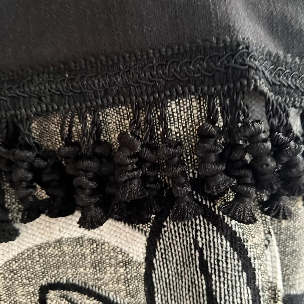 Tote Black Fringe Artisan Fabric Tassel Bag Large Tweed - Image 5