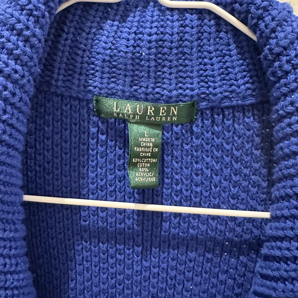 Lauren Ralph Lauren Large Stand Collar Knit Pullover Sweater Royal Blue - Image 3