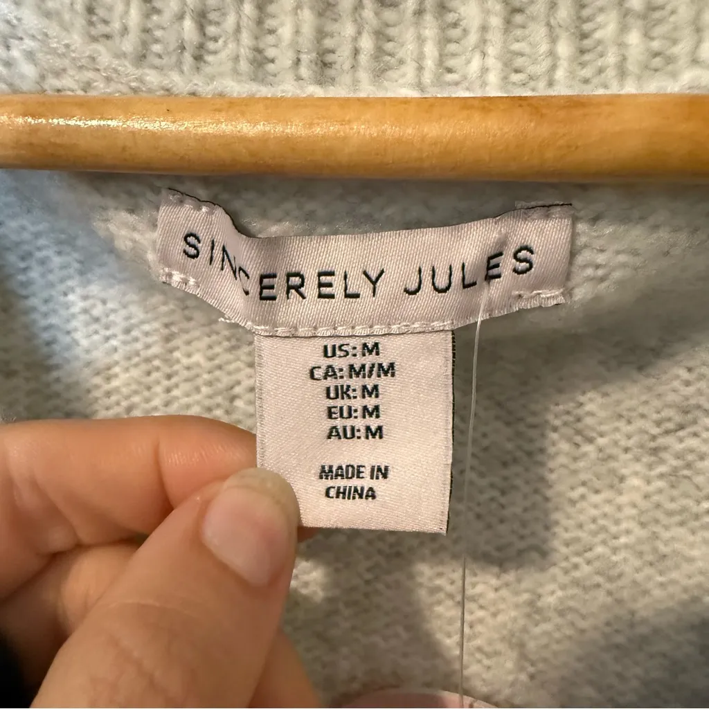 Sincerely Jules Gray Cable Knit Sweater Vest Size M - Image 8