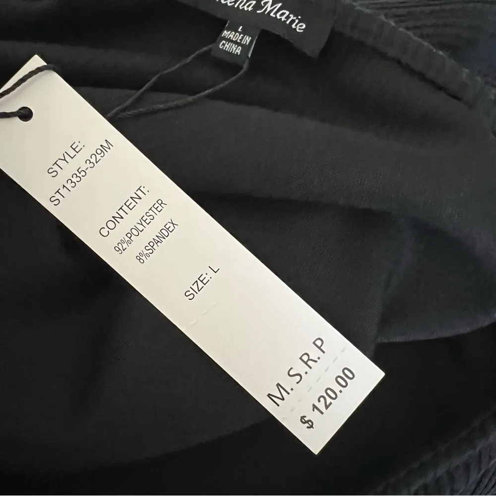 Athena Marie Textured Asymmetric Hem Midi Dress in Black, Size L New w/Tag $120 - Image 11