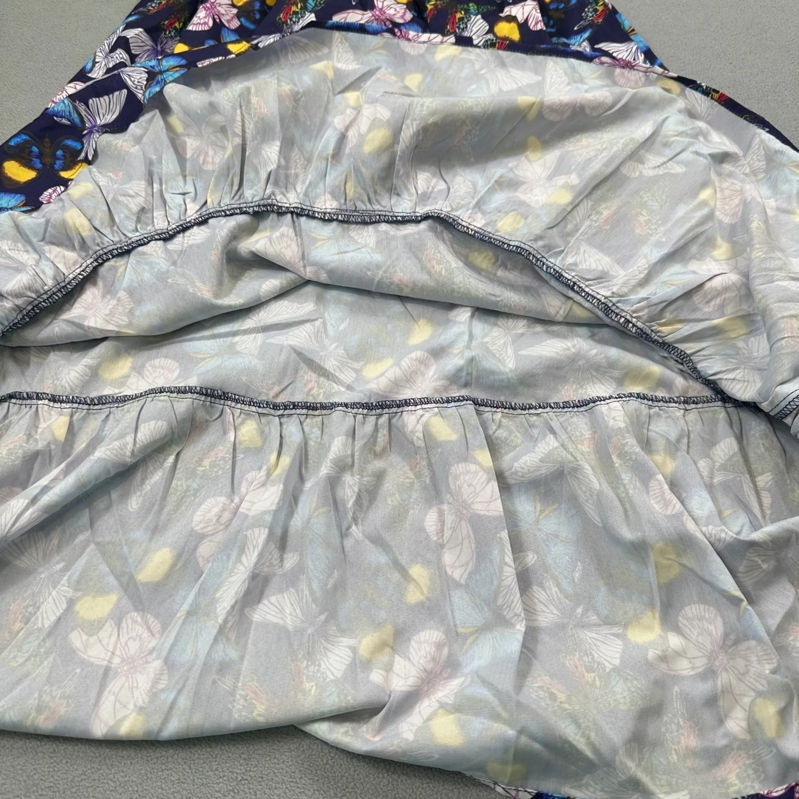 NWT S.DEER Concept Tiered Dress Womens XXL Butterfly Print Long Sleeves Skirt Blue - Image 7
