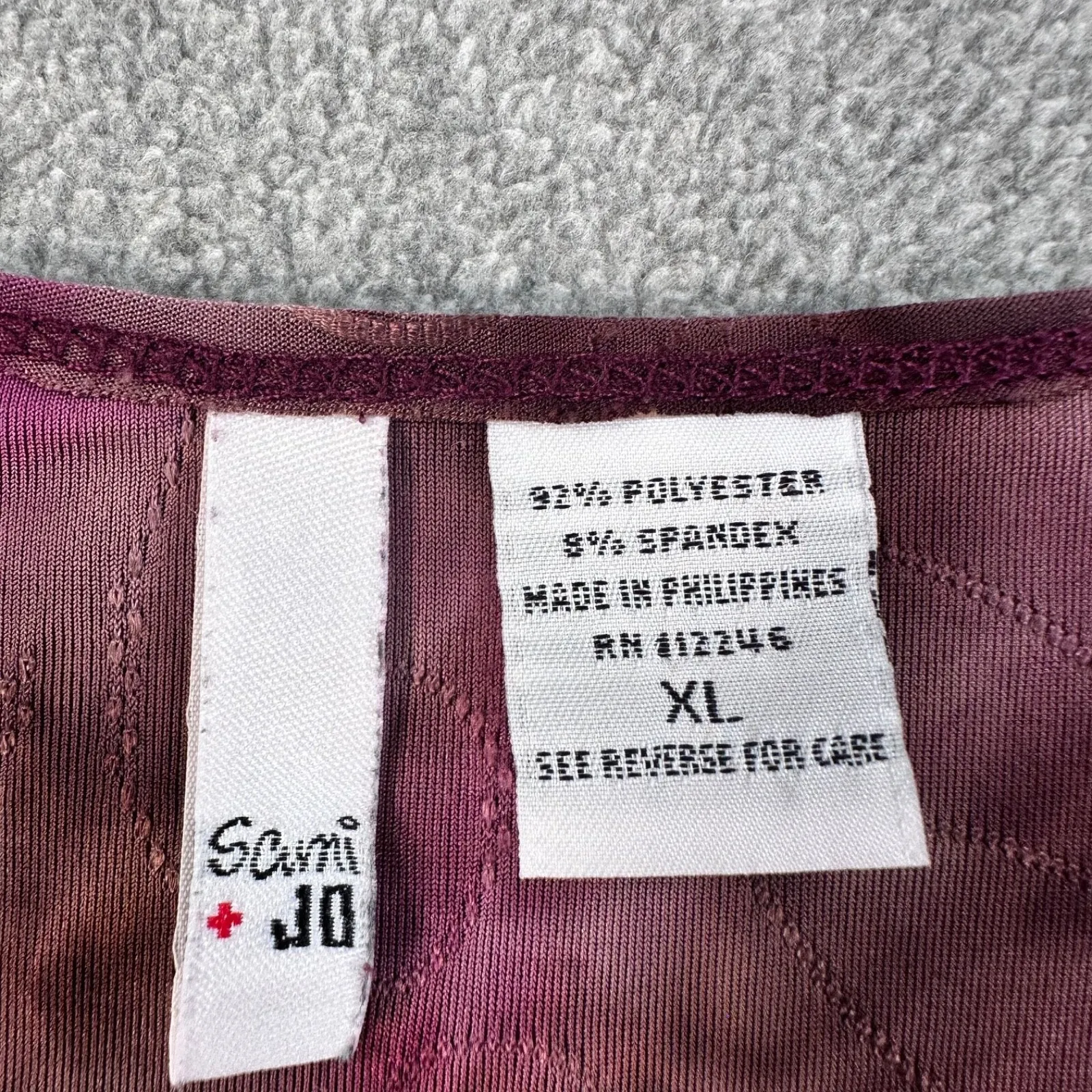 Sami + Jo Ruffle Collar Blouse Women's XL Y2k 3/4 Sleeve Purple Stitched - Image 4