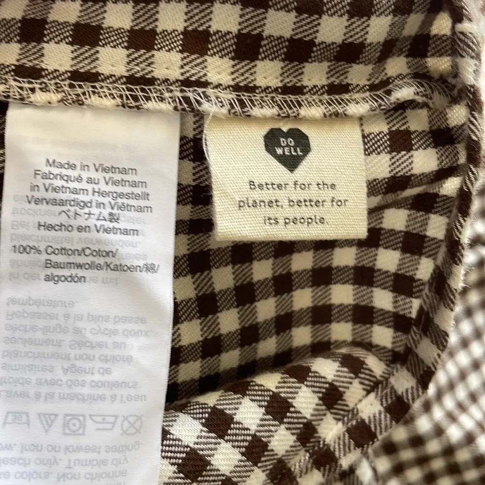 Madewell | Gingham Brown flannel front tie Top - Image 6
