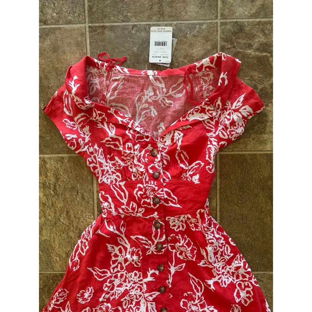 Free People  A Thing Called Love Minidress Cherry Combo Size 0 - Image 4