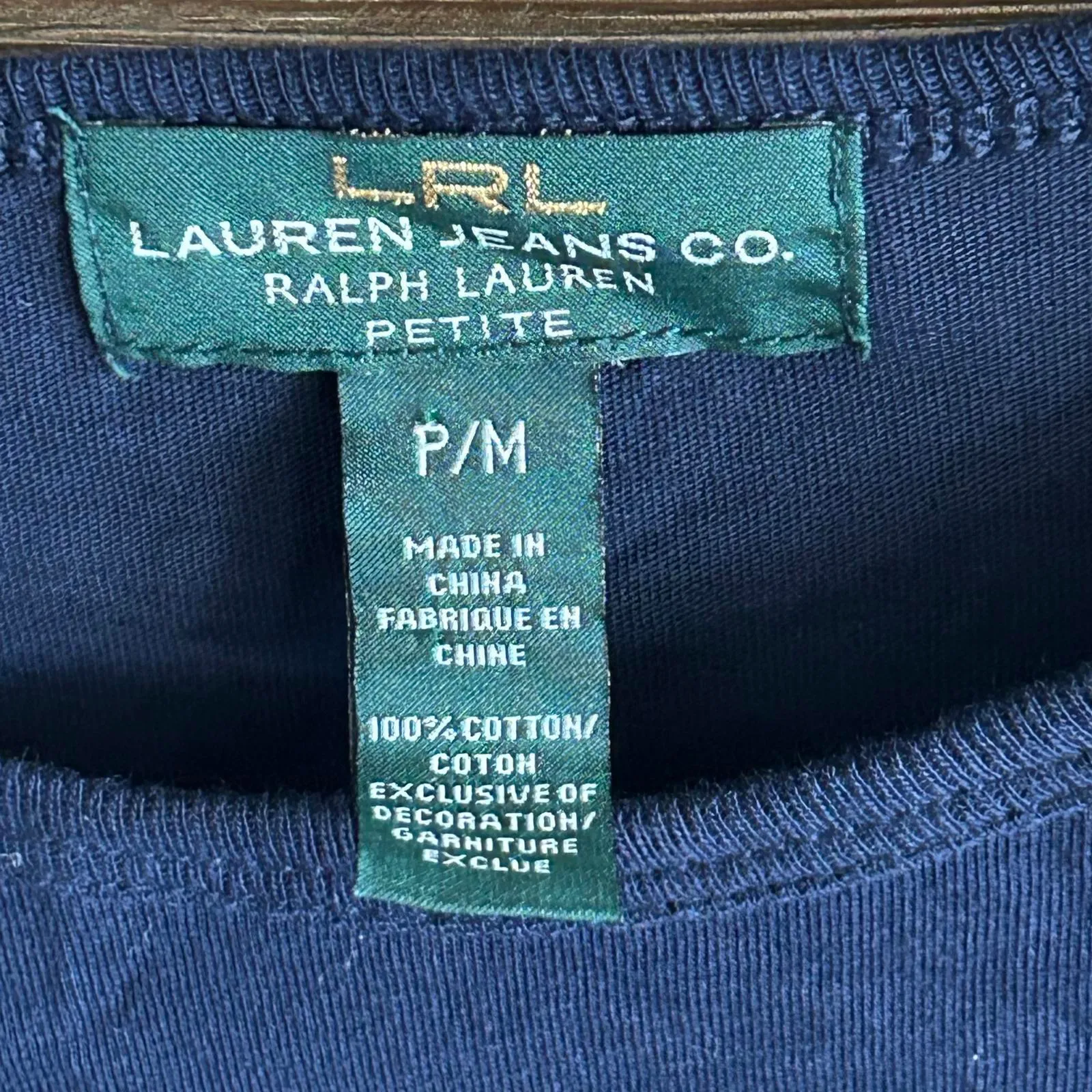 Lauren Jeans Co. Ralph Lauren Women's Navy Blue Long Sleeve Top Size PM - Image 4