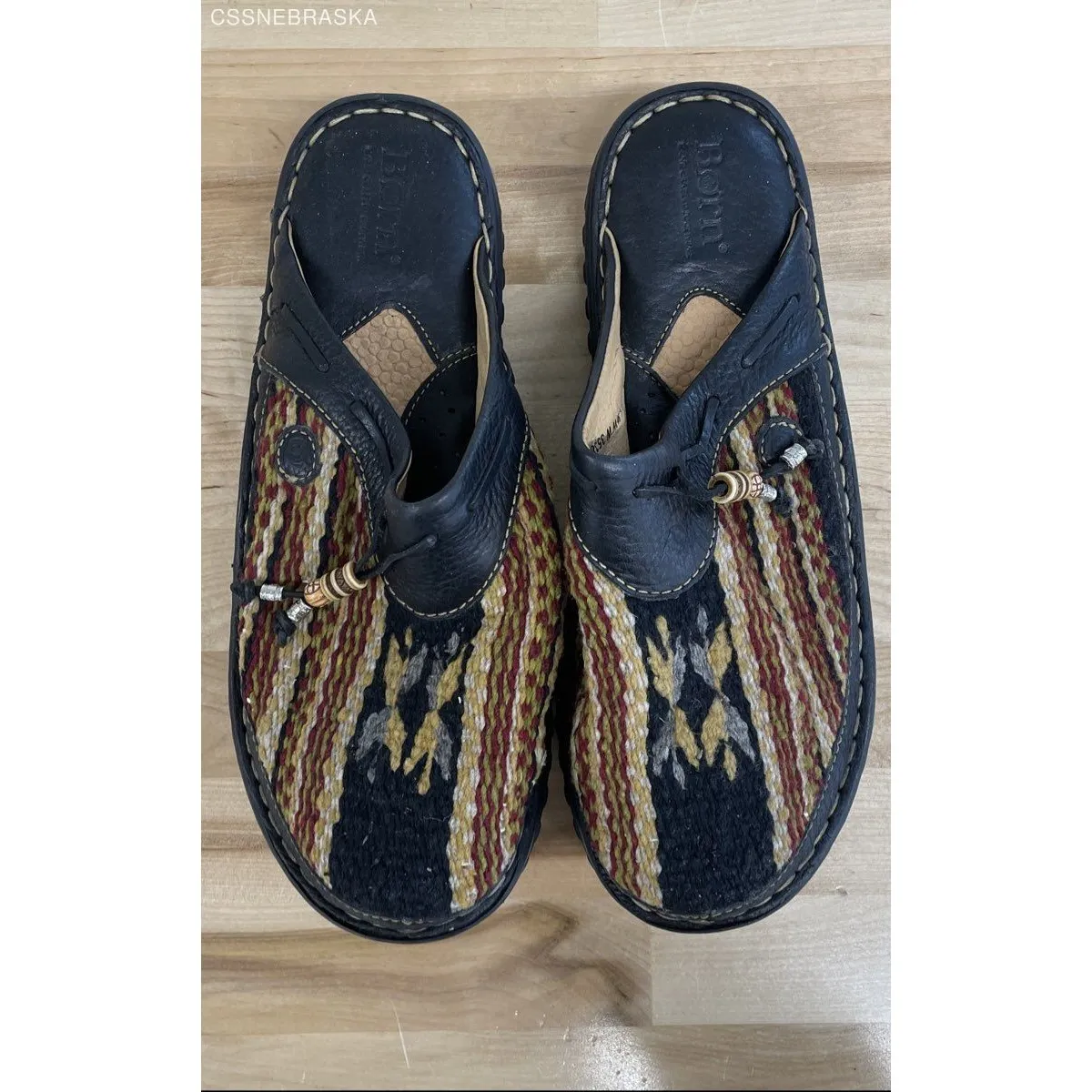 Born Beige/Brown Woven Blanket Clogs Womens - Image 2