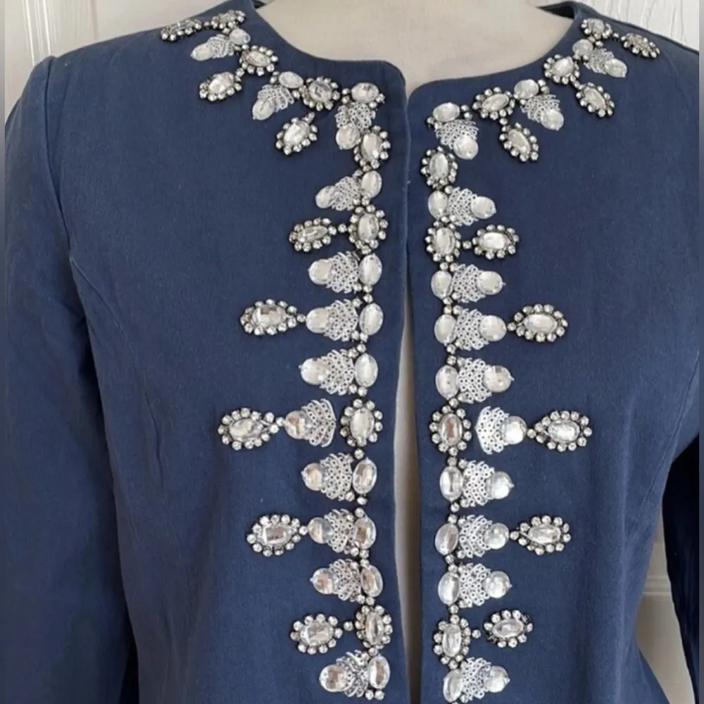 NWT American Glamour Badgley Mischa Embellished Navy Blazer size M - Image 3