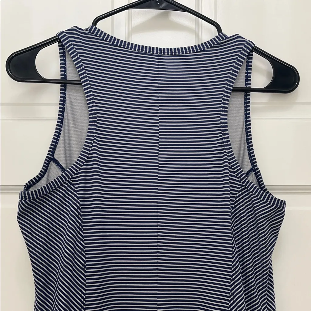 Title Nine Blue and Gray Striped Performance Mini Dress - Size Medium - Image 8