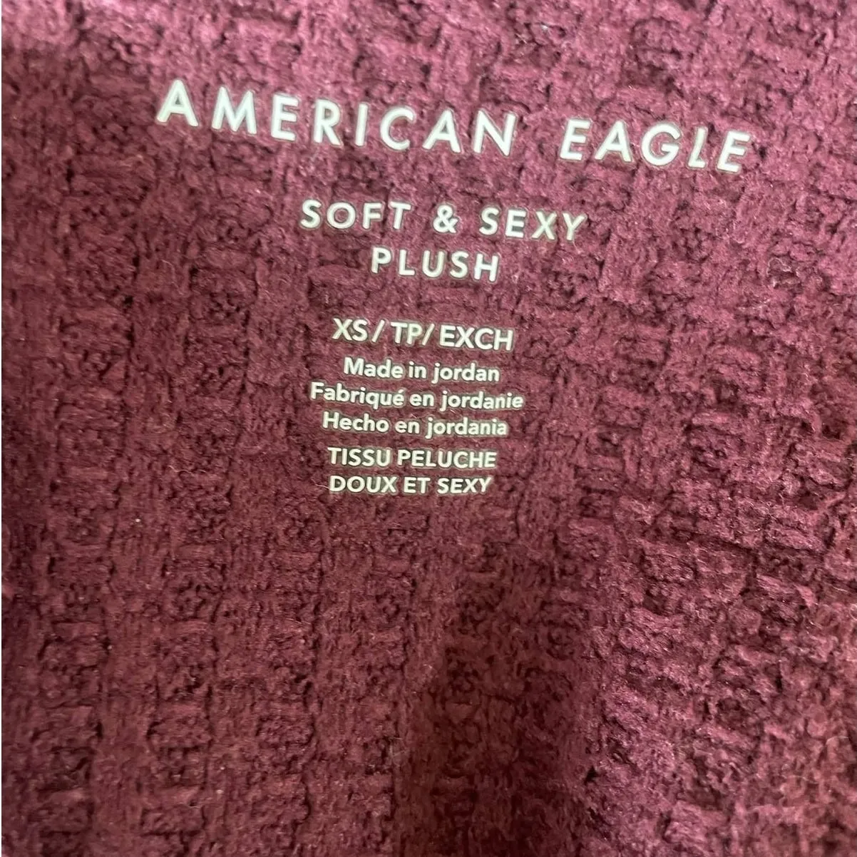 American Eagle Women Cardigan XS Burgundy Hooded Waffle Knit Lounge Cozy Layer - Image 6