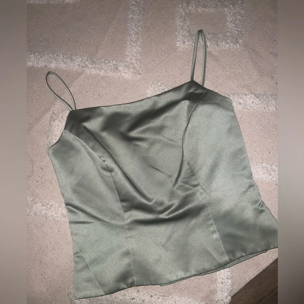 Alfred angelo satin sage green spring y2k 90s bustier top boho classic cami - Image 4