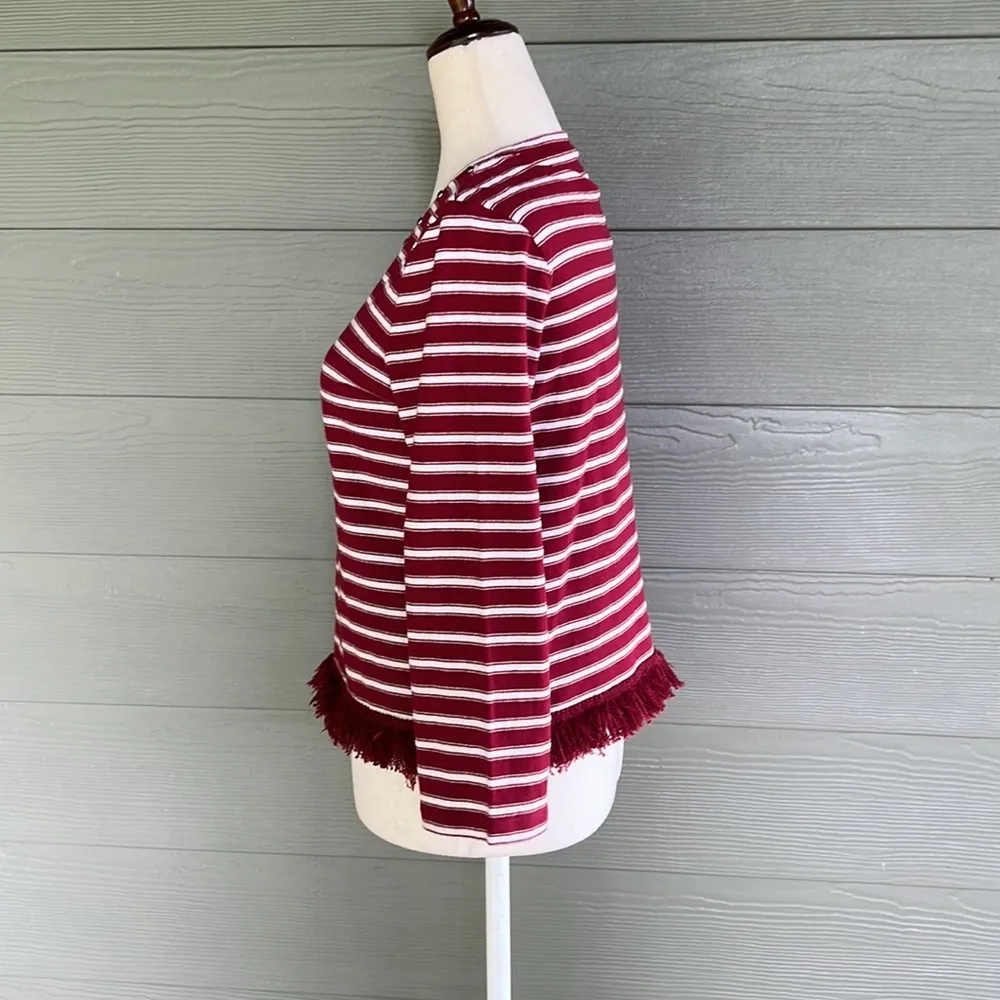 Kate Spade Striped Knit Top with Fringe - Image 6