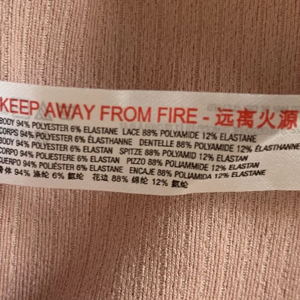 Free People Intimately Ribbed Bodysuit Pink Mauve Swoon First Call Sz Large Lace - Image 9