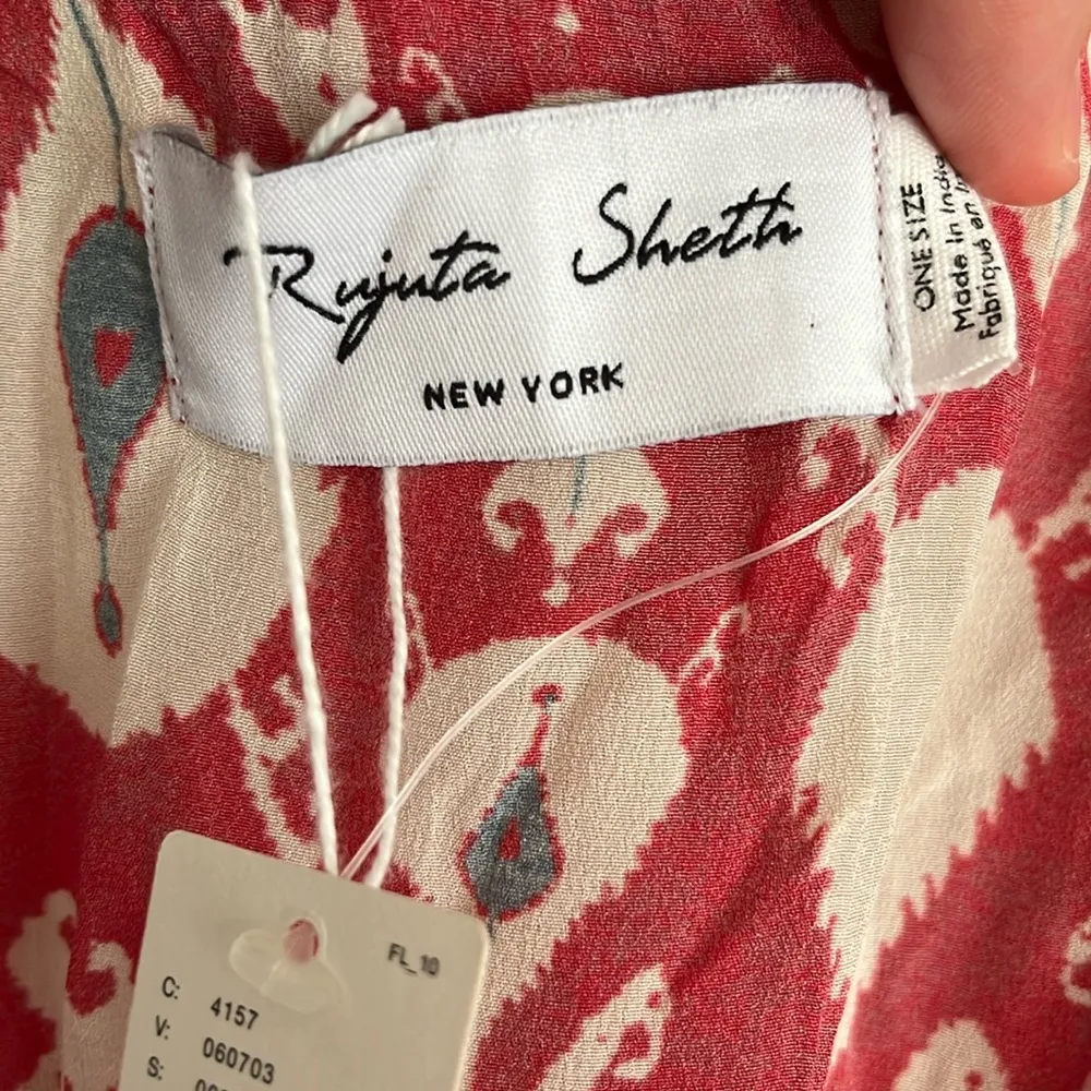 NWT Rujuta Sheth Anthropologie One Size Kaftan Dress Red Pattern - Image 4