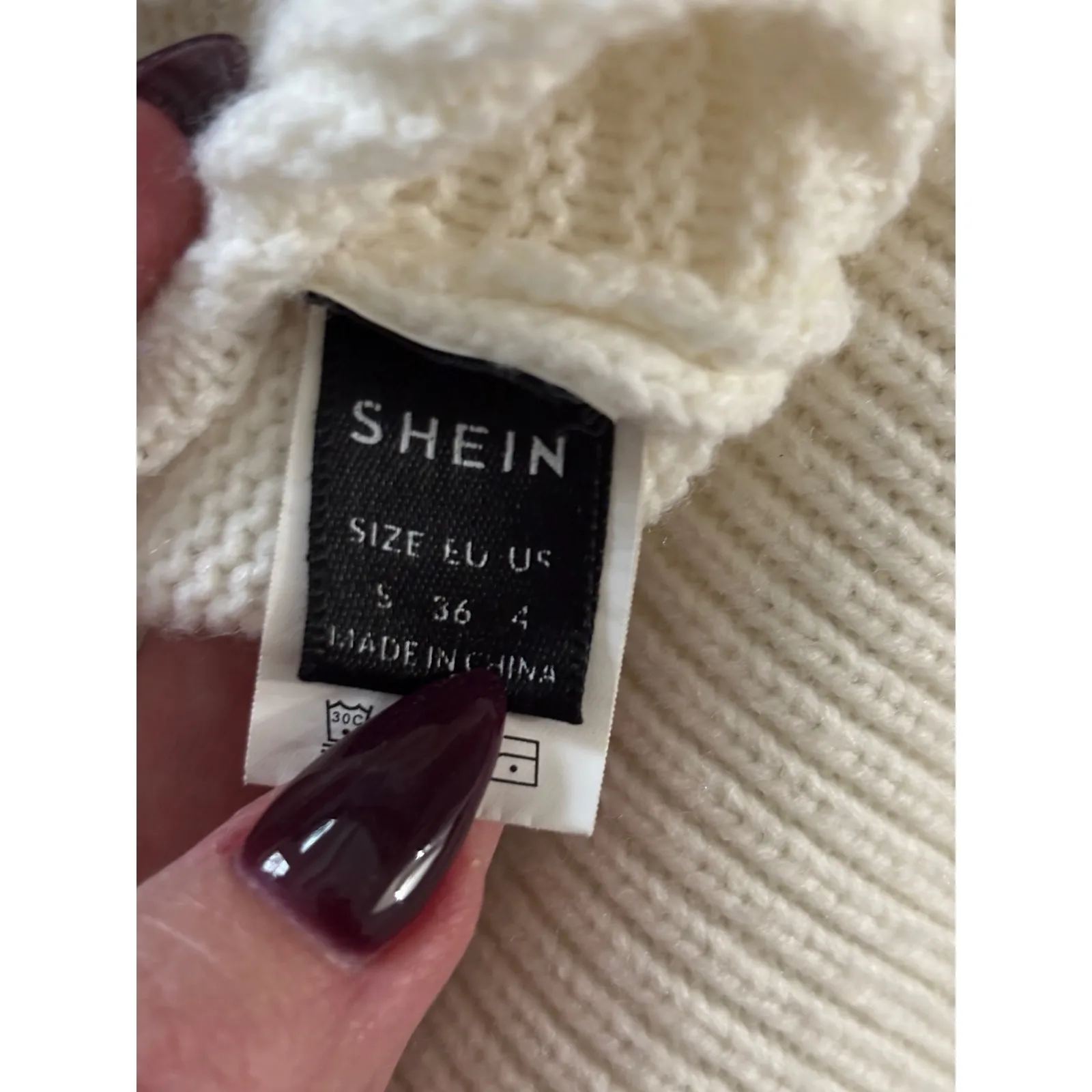 SHEIN Black Cream Colorblock Ribbed Knit Sweater Long Sleeve Mock Neck Size S - Image 4