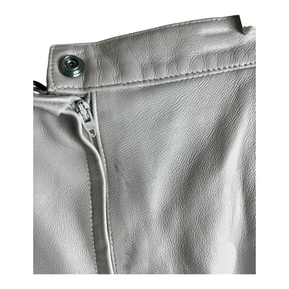 Vintage 80s Off White Genuine Leather Mini Skirt With Talon Zipper Size XS - Image 6