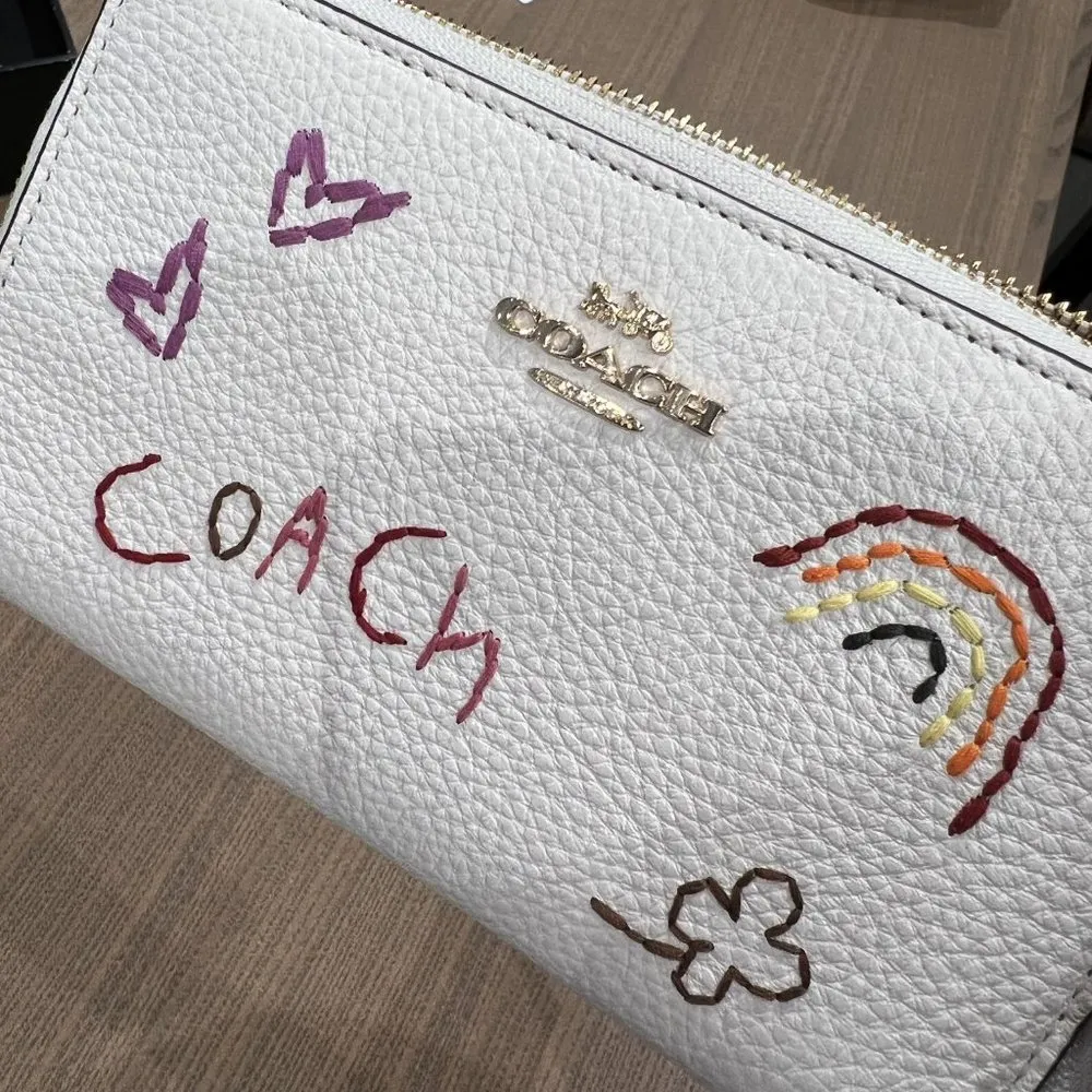coach Medium Id Zip Wallet With Diary Embroidery C8309 - Image 6