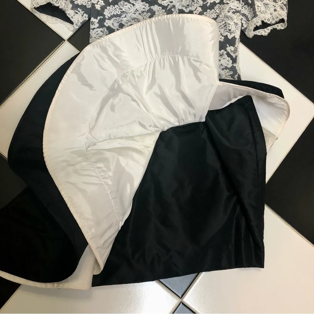 Vintage 80s does 60s Lillie Rubin Tent Dress Asymmetrical Ruffle Short Sleeve M - Image 6