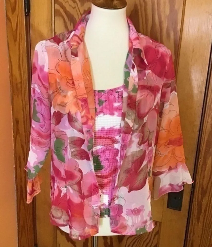 Nicola Bright floral two piece top set - Image 10