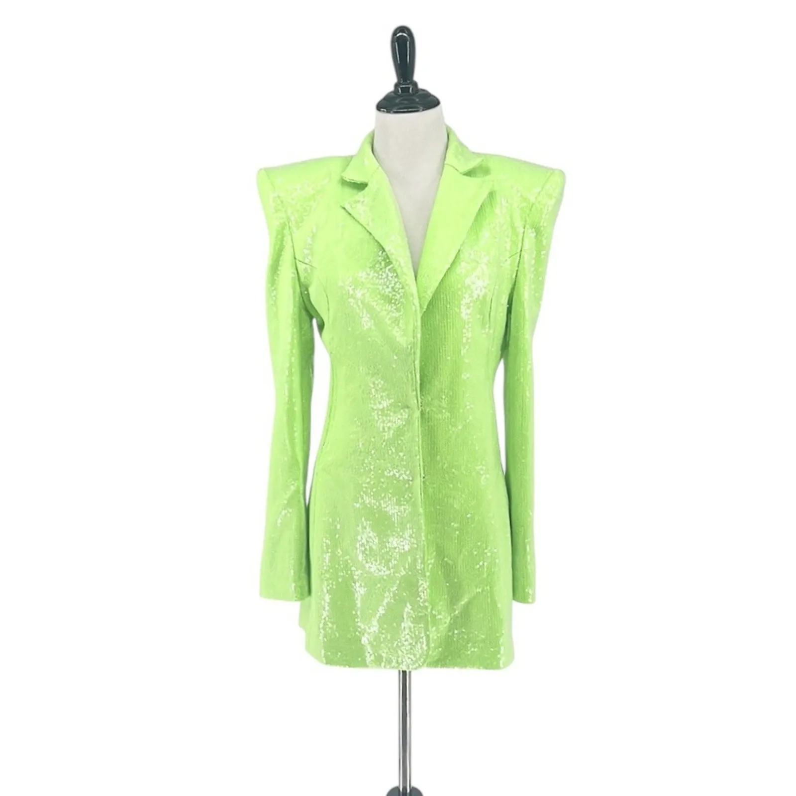 Bronx and Banco Zizi Neon Green Sequin Embellished Blazer Size XS 2 - Image 9