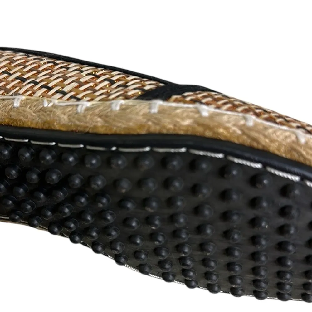 Anson Espadrille Flats Tan Black and Metallic Copper Woven Raffia Shoes Womens 7 - Image 9