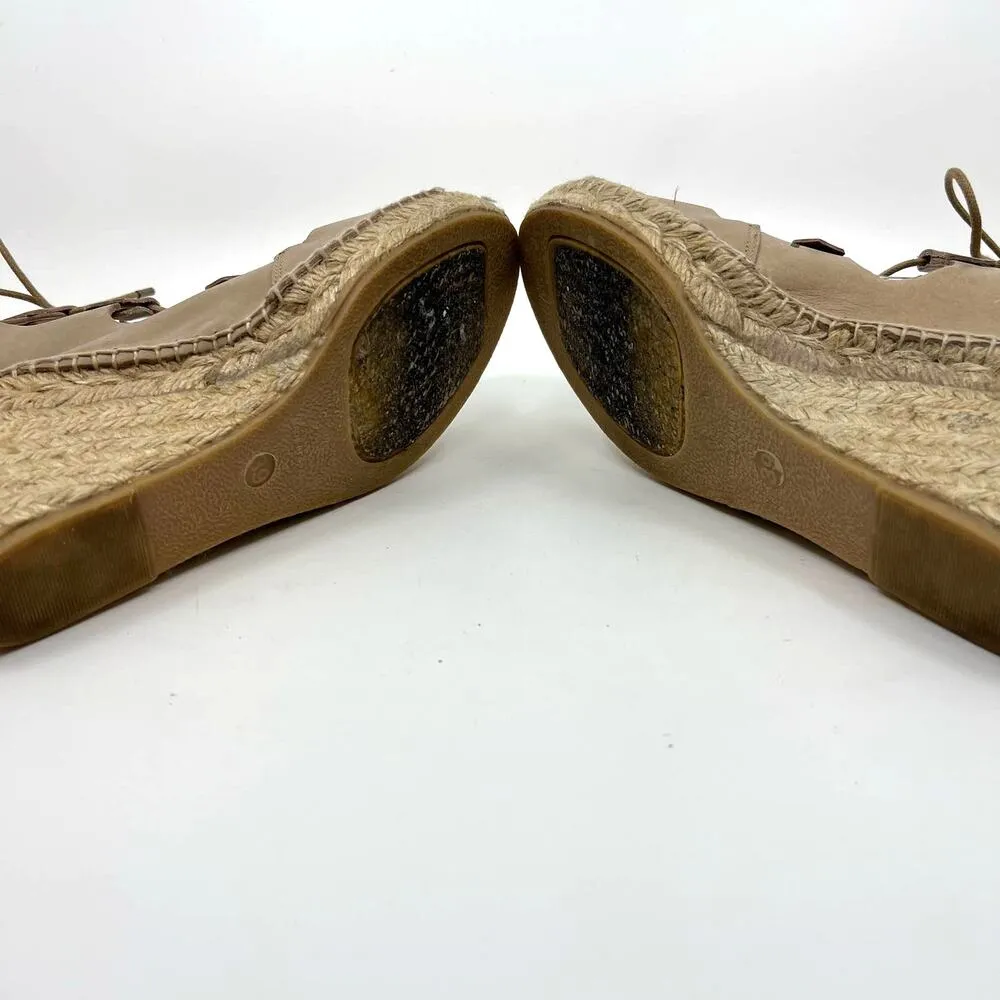 Carmen Saiz Anthropologie Tan Leather Espadrille Wedge Sandals 39 EU Size 8.5 - Image 8