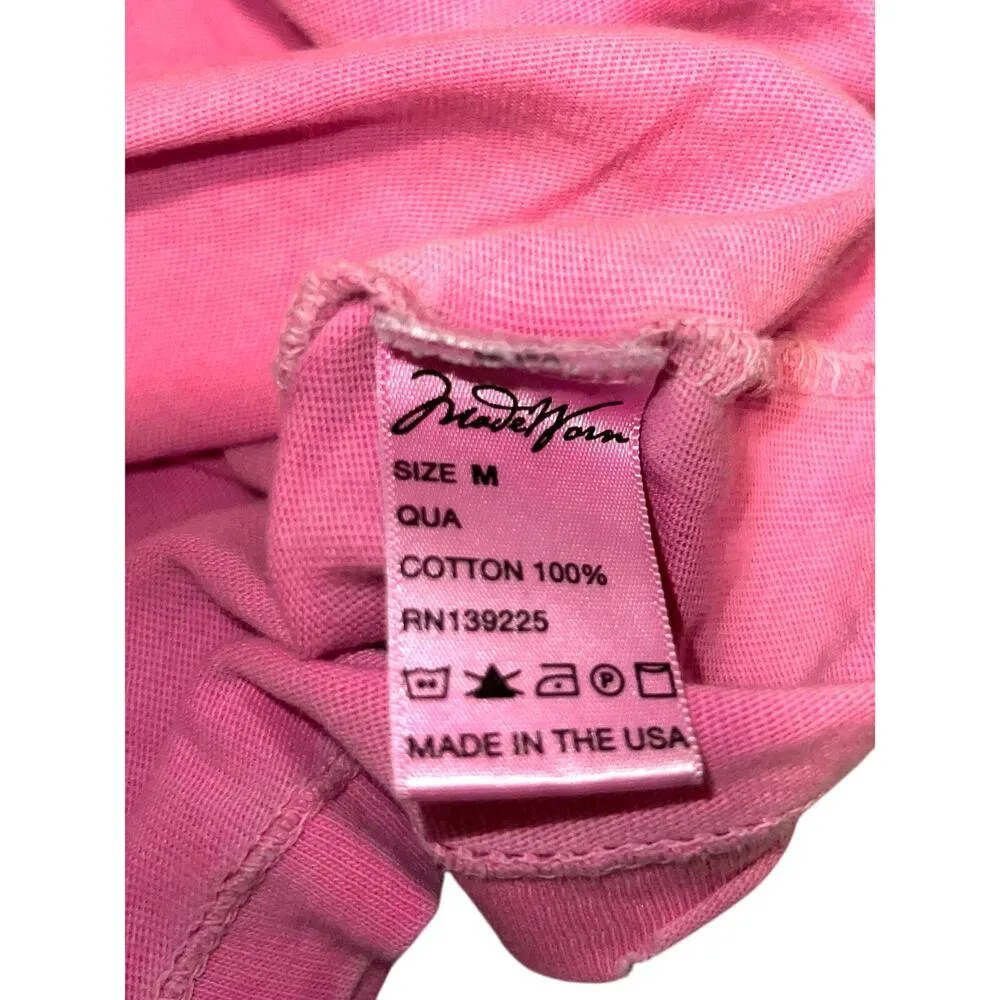 Madeworn Rolling Stones Band Tee Pink Distressed Medium Steel Wheels Tour ‘89 - Image 3