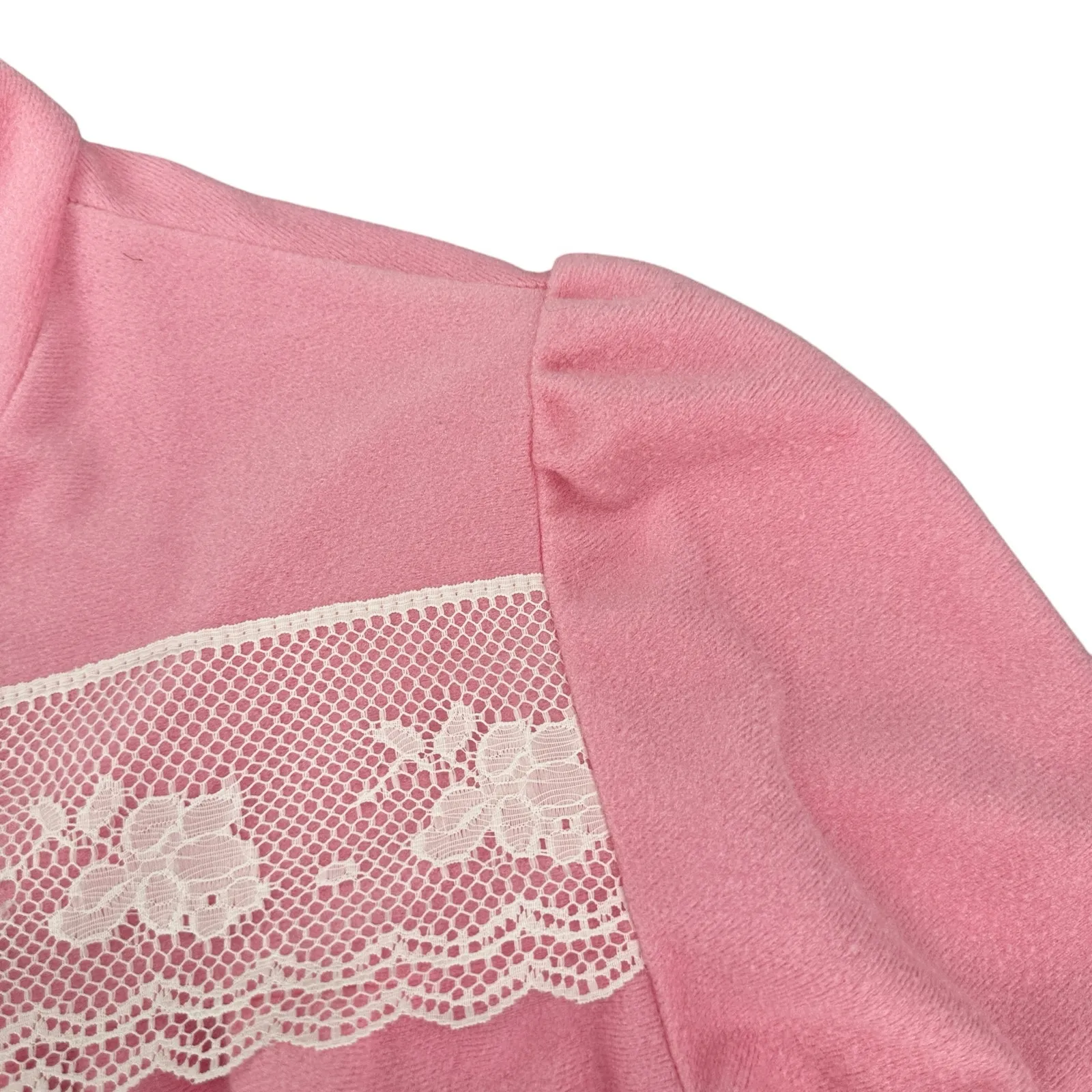 Vintage 1970s Valetta Pink Dressing Gown Nightgown Lace Embroidery Medium - Image 6