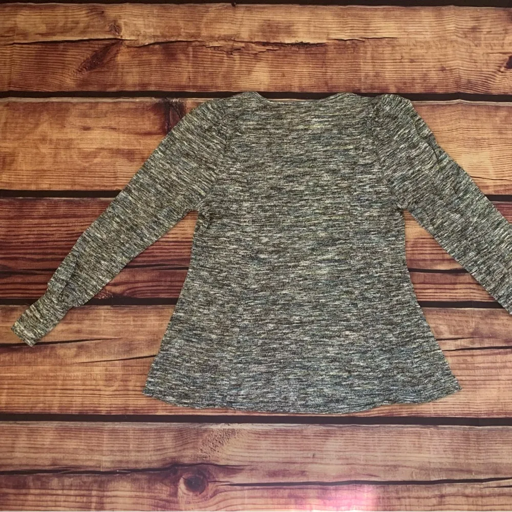 Status by Chenault Marled Knit Puffed Sleeve Pullover Medium Sweater Bla… Gray - Image 9