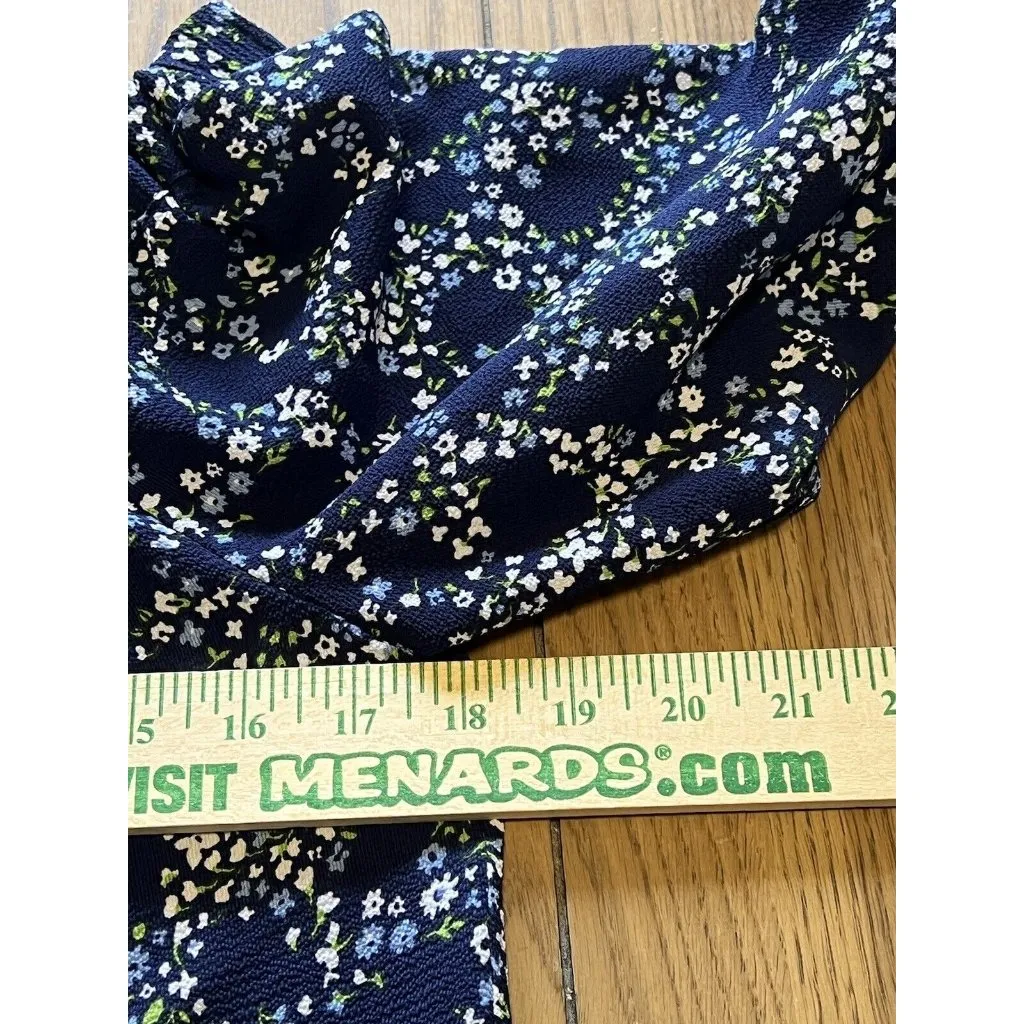 Michael‎ Kors Shirt Blue Floral Print Off the Shoulder Size Small Modern Career - Image 4