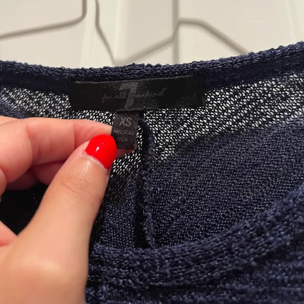 7 For All Mankind | Knit Draped Top XS Navy Blue - Image 4