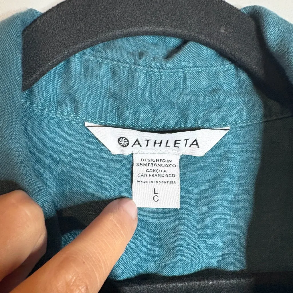 Athleta Teal linen Playa Tie Top - Image 3