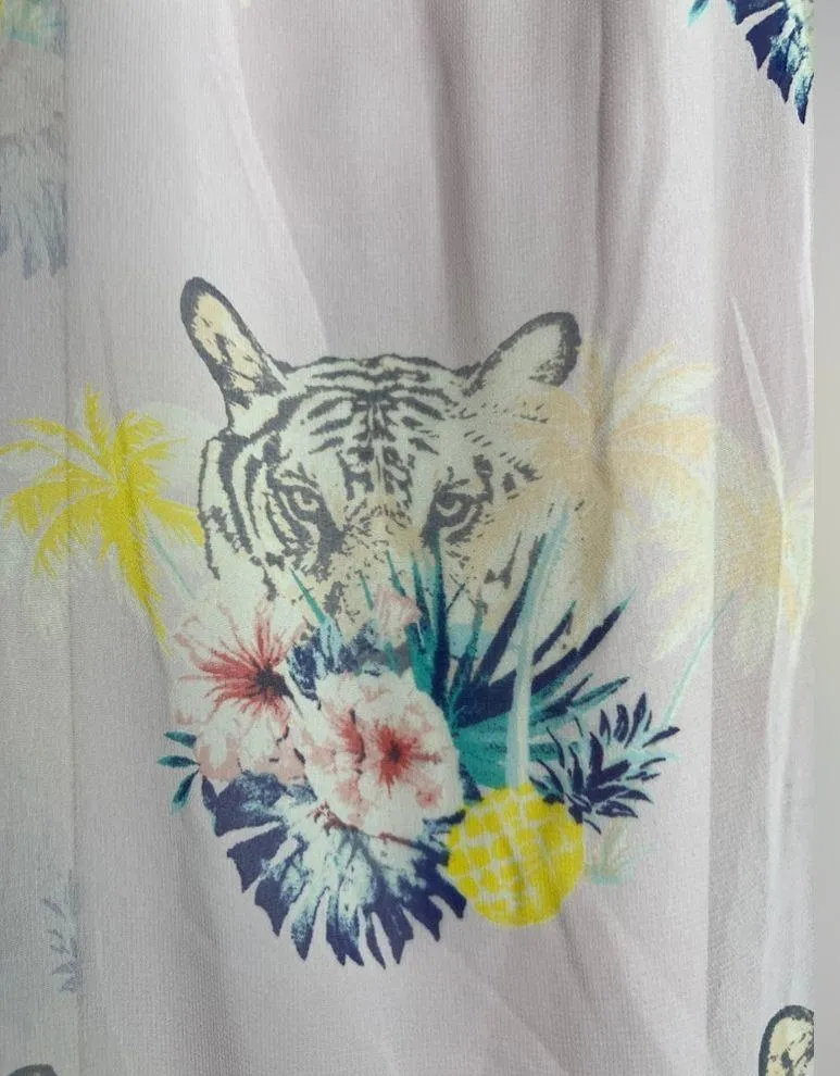 Peach Love California Blush Floral Tiger Dress/ Spaghetti Strap/SZ: Small/flowy - Image 5