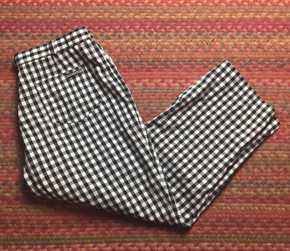 VINTAGE GINGHAM PLAID CROP PANTS Black Size 30 - Image 2