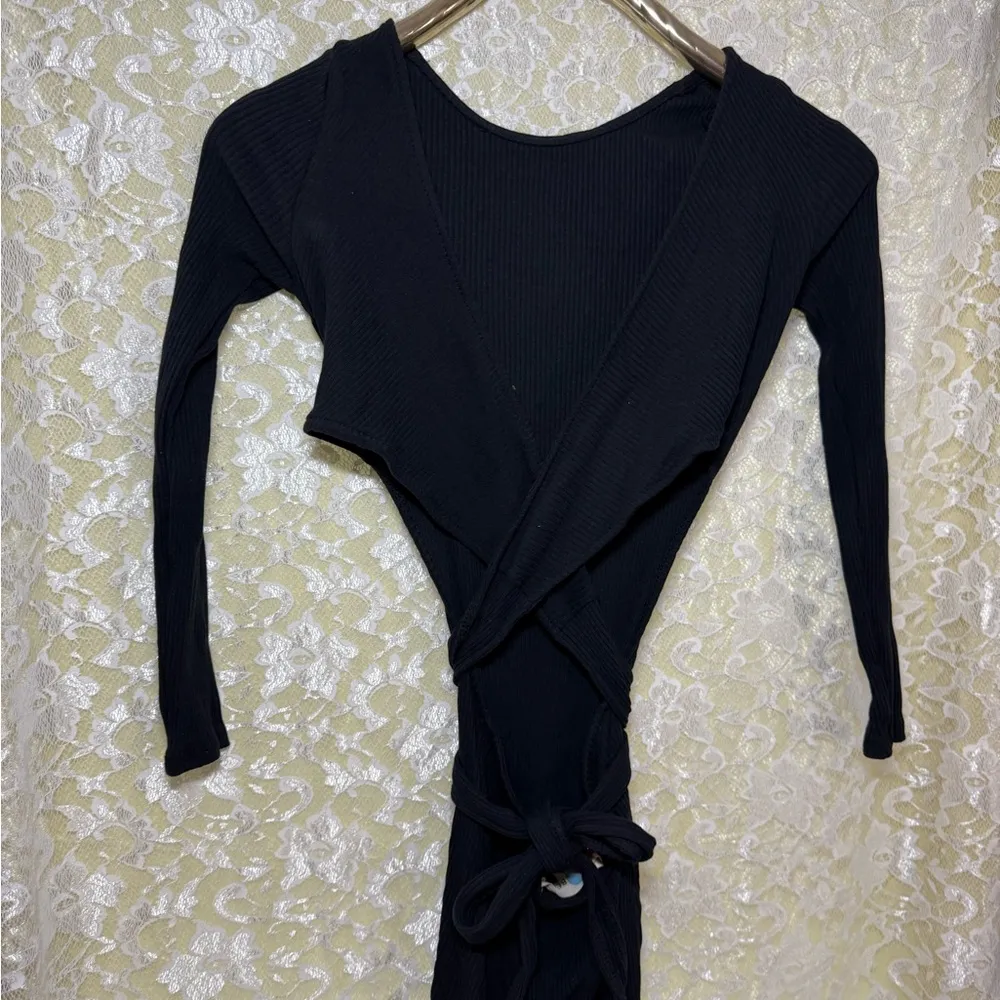 NWT Free people black ribbed bodycon dress XS can wear both ways - Image 3
