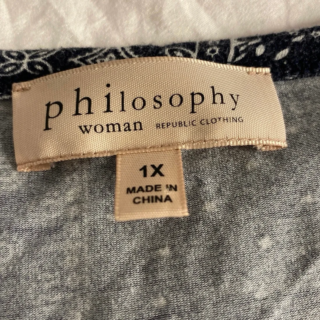 Boho Patchwork Print Tee Black Cream Philosophy Woman 1X - Image 3