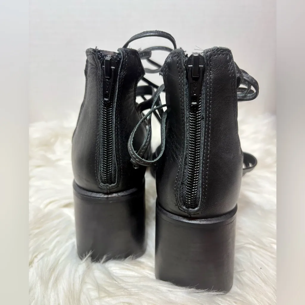 STEVE MADDEN Cherry30 Black Leather Gladiator Block Heel Sandals - Image 6