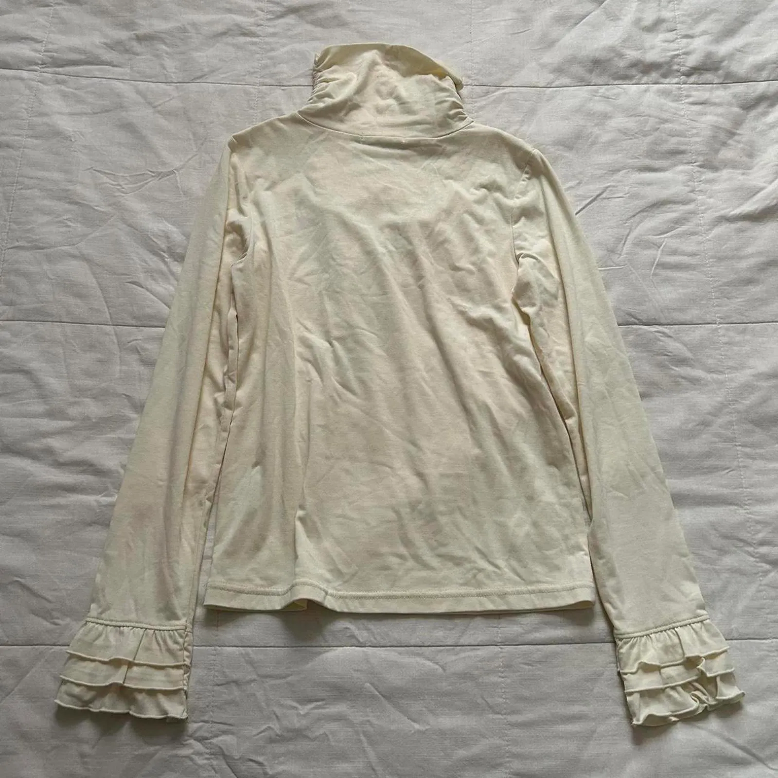 Axes Femme Cream white long sleeve turtleneck top with pearl diamante neckline Size M - Image 6