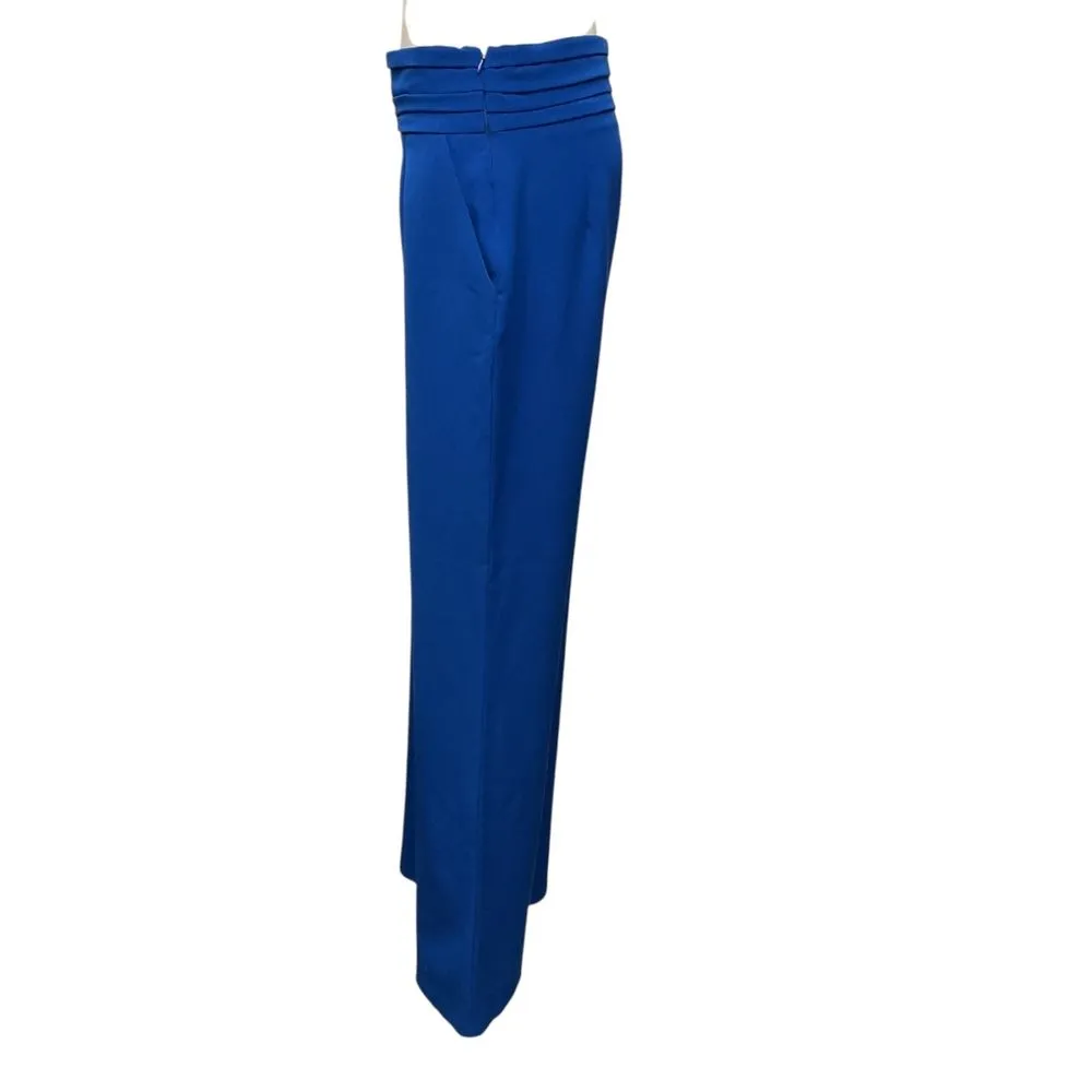 Glamour Size 10 Blue High Waisted Wide‎ Leg Trouser Pants with Pleated Waistband - Image 5