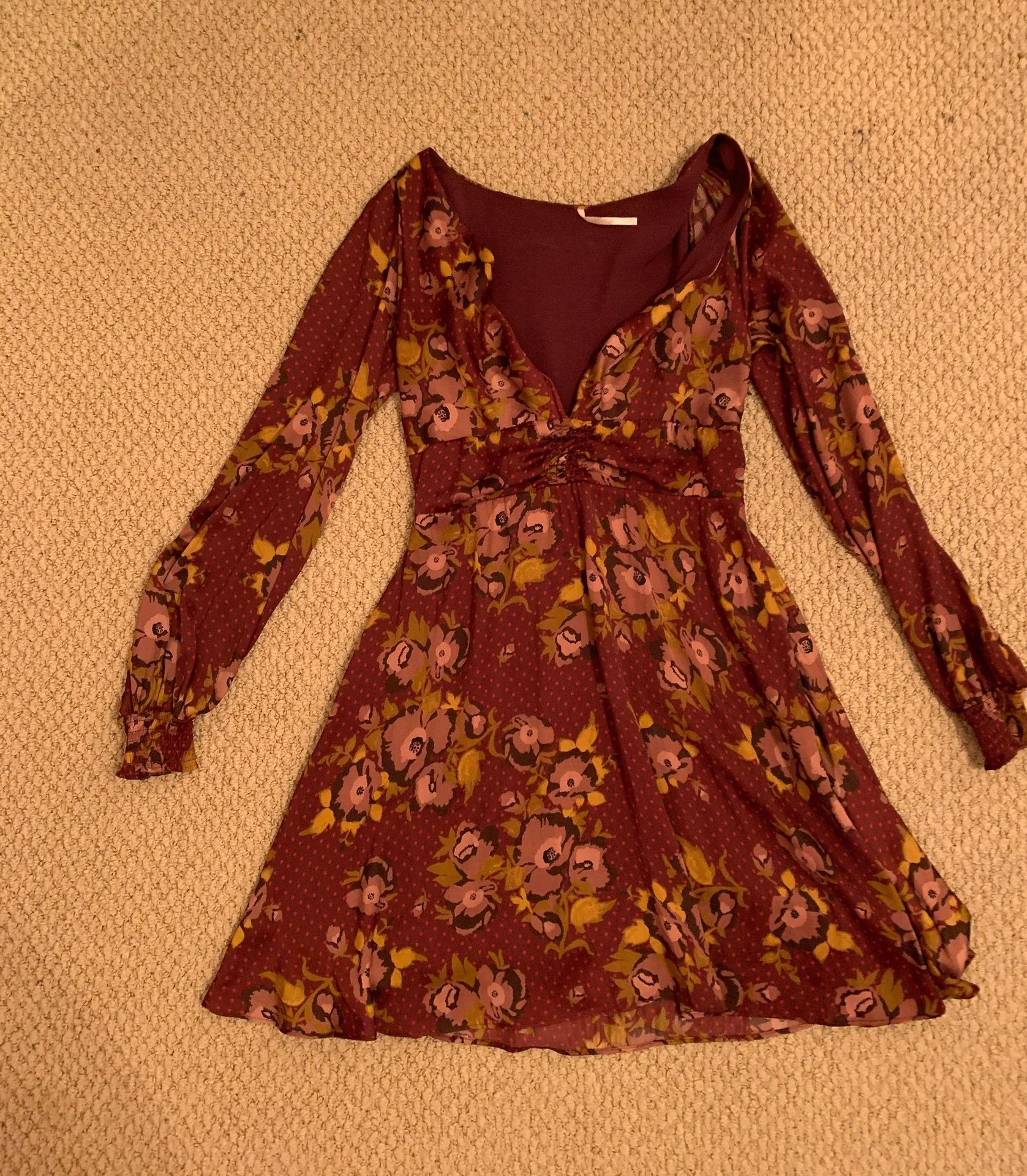 Wine Floral Dress - Image 4