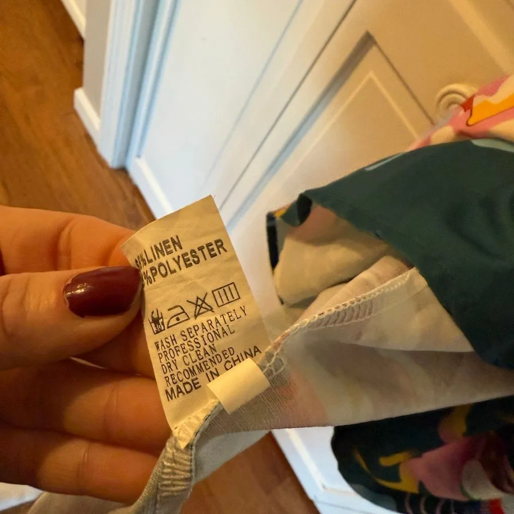 Amazon linen blend bohemian summer printed midi dress small - Image 4