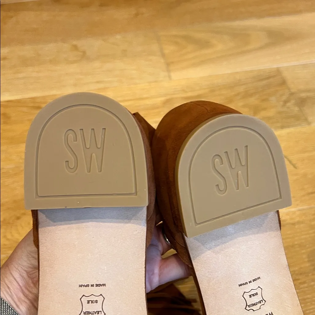 STUART WEITZMAN CORBATA FLAT ANKLE WRAP AMARETTO SUEDE SANDAL  BOHO CHIC 10‎ - Image 7