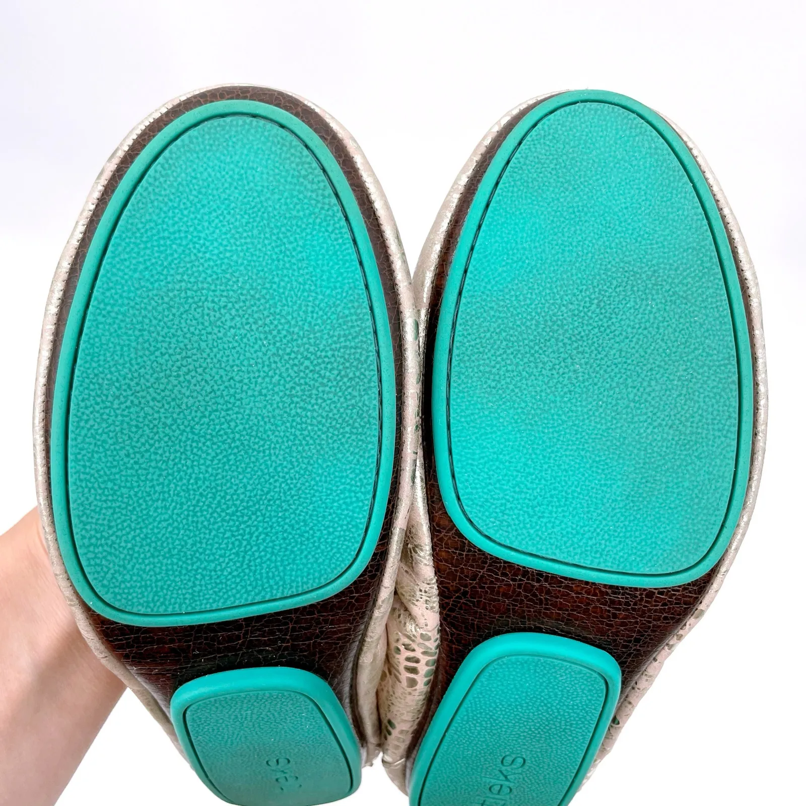 Tieks Romantic Blush Leather Ballet Flats Rose Gold Snakeskin Shiny Metallic 6 - Image 7